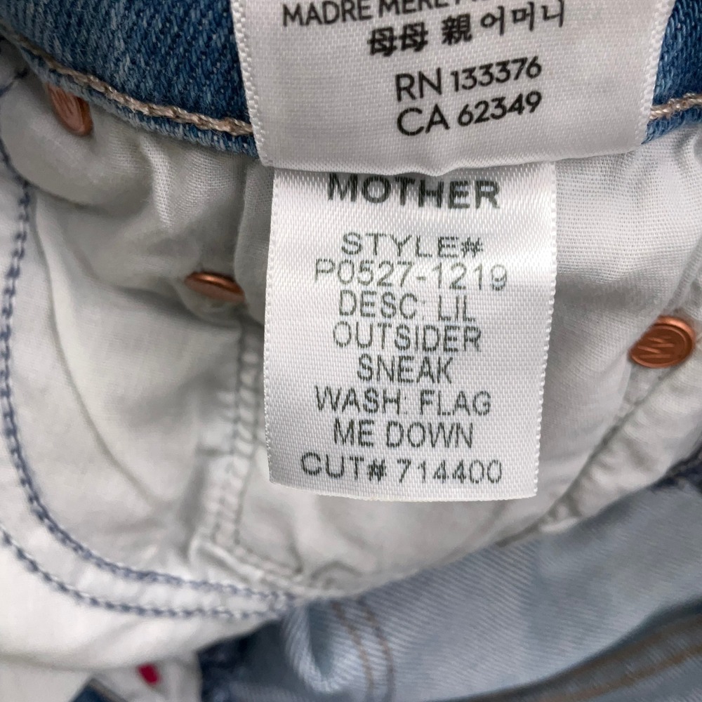 MOTHER Lil Outsider Sneak Jeans Girls 24 Blue Straight High Rise USA - Picture 7 of 15